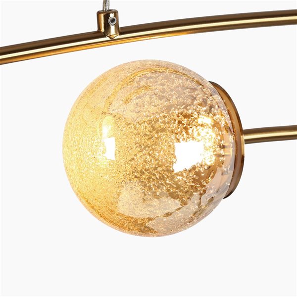 LNC 45-in 5-Light Plating Brass Embedded LED Bulb Modern/Contemporary Linear Hanging Kitchen Island Light