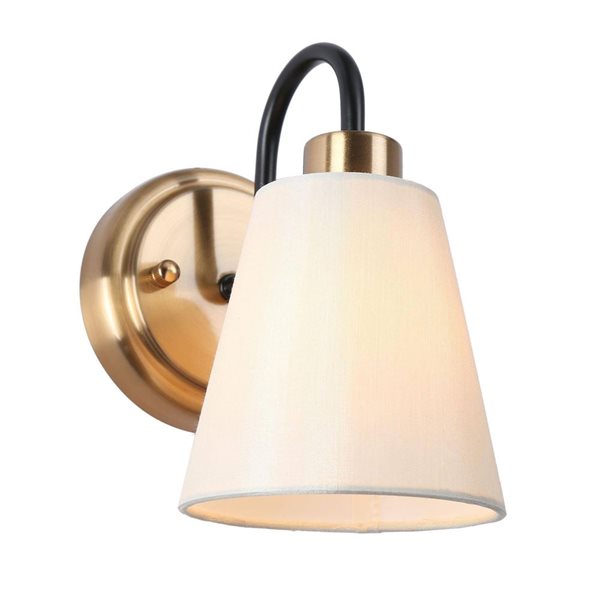 LNC 5-in W 1-Light Matte Black and Gold White Fabric Modern/Contemporary LED Wall Sconce