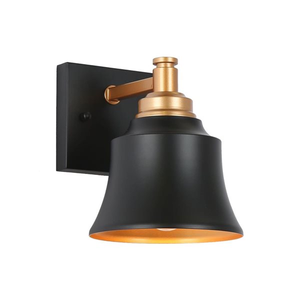 LNC 6-in W 1-Light Matte Black and Matte Gold Modern/Contemporary LED Wall Sconce