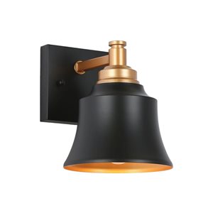 LNC 6-in W 1-Light Matte Black and Matte Gold Modern/Contemporary LED Wall Sconce