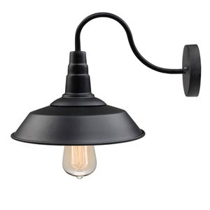 LNC 10.2-in W 1-Light Matte Black Bell Dome Farmhouse LED Wall Sconce