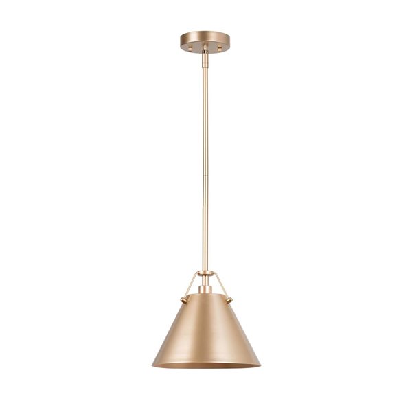 LNC 1-Light Matte Gold Adjustable Hanging Modern/Contemporary Dome LED Mini Kitchen Island Light