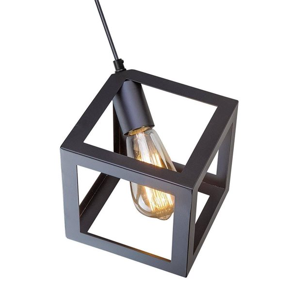 LNC Pict Matte Black Modern/Contemporary Geometric LED Mini Kitchen Island Light