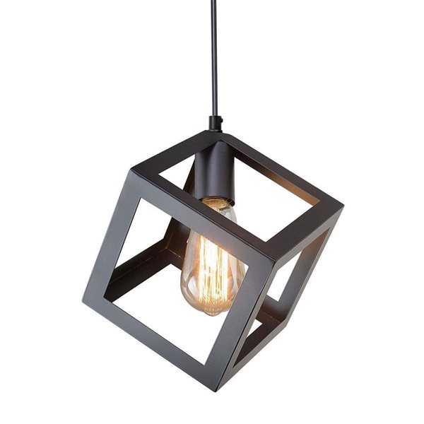 LNC Pict Matte Black Modern/Contemporary Geometric LED Mini Kitchen Island Light