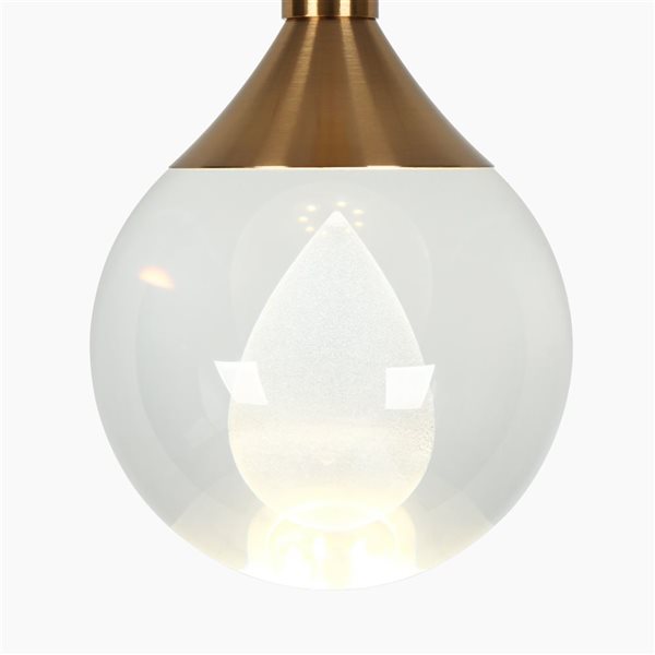 LNC 3.9-in 1-Light Plating Brass with Crystal Modern/Contemporary Clear Glass Globe LED Hanging Kitchen Island Light