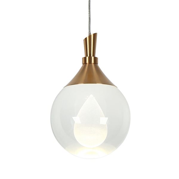 LNC 3.9-in 1-Light Plating Brass with Crystal Modern/Contemporary Clear Glass Globe LED Hanging Kitchen Island Light