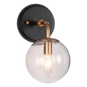 LNC 5.5-in W 1-Light Matte Black and Gold Modern/Contemporary LED Wall Sconce