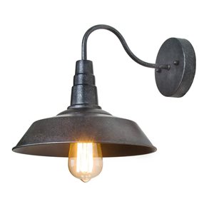 LNC Elvis 10.2-in W 1-Light Painted Black with Rust Farmhouse LED Wall Sconce