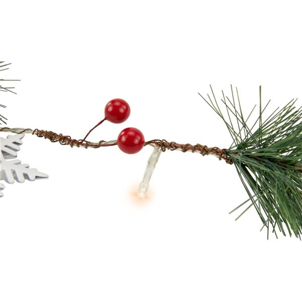 Northlight 6-ft Pre-Lit B/O Pine  Berry and Snowflake Christmas Garland - Warm White LED Lights