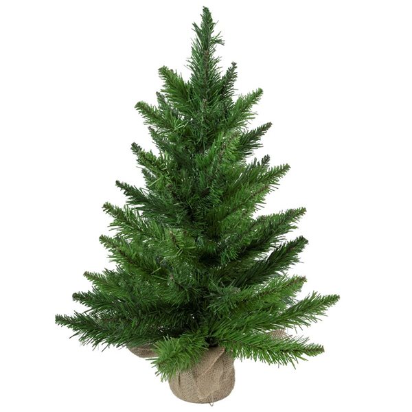 Northlight 24-in Mini Balsam Pine Artificial Christmas Tree in Burlap Base  Unlit