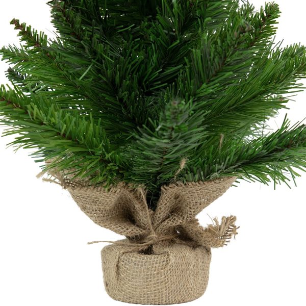 Northlight 24-in Mini Balsam Pine Artificial Christmas Tree in Burlap Base  Unlit