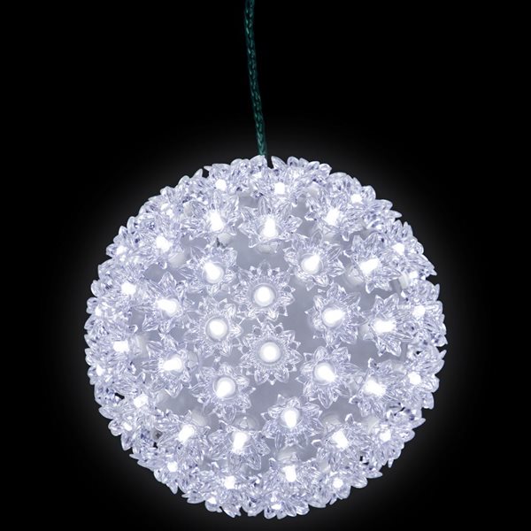 Northlight 7.5-in LED Lighted Starlight Sphere Hanging Outdoor Christmas Decoration - Pure White Lights