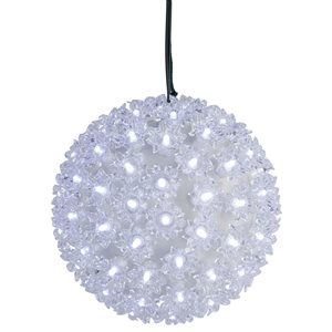 Northlight 7.5-in LED Lighted Starlight Sphere Hanging Outdoor Christmas Decoration - Pure White Lights