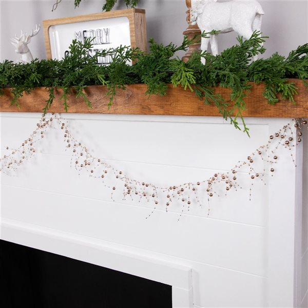 Northlight 5-ft Metallic Rose Gold Beaded Christmas Garland - Unlit