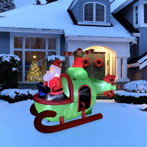 Northlight 7-ft Lighted Inflatable Santa with Helicopter Outdoor Christmas Decoration