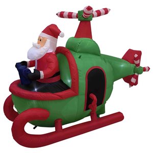 Northlight 7-ft Lighted Inflatable Santa with Helicopter Outdoor Christmas Decoration