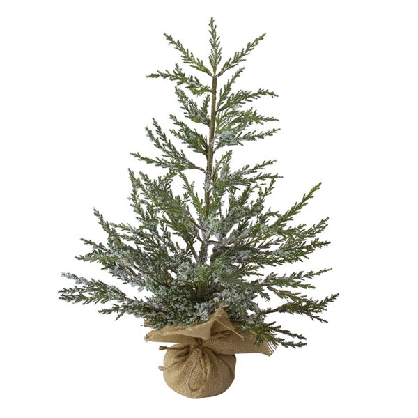 Northlight Real Touch 24-in Potted Medium Iced Cedar Artificial Christmas Tree - Unlit