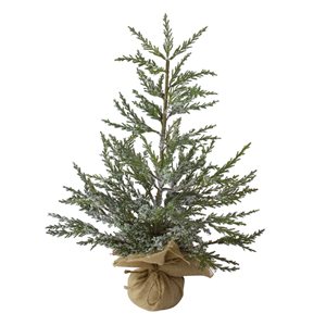 Northlight Real Touch 24-in Potted Medium Iced Cedar Artificial Christmas Tree - Unlit