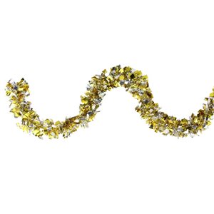 Northlight 12-ft x 4-in Gold and Silver Boa Wide Cut Tinsel Christmas Garland - Unlit