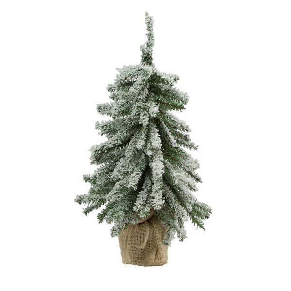 Northlight 15-in Potted Flocked Downswept Mini Village Pine Medium Artificial Christmas Tree  Unlit