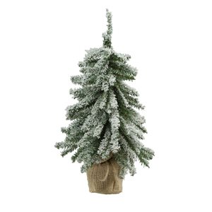 Northlight 15-in Potted Flocked Downswept Mini Village Pine Medium Artificial Christmas Tree  Unlit