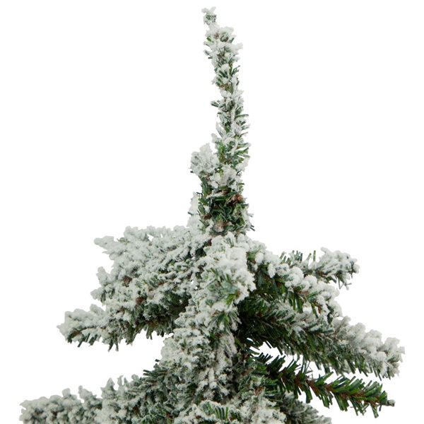 Northlight 15-in Potted Flocked Downswept Mini Village Pine Medium Artificial Christmas Tree  Unlit