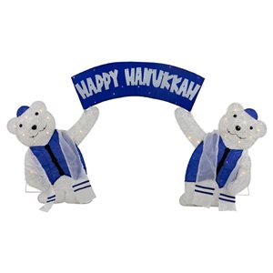 Northlight 30-in LED Lighted Polar Bear "Happy Hanukkah" Sign Outdoor Christmas Decoration