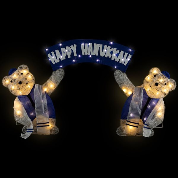 Northlight 30-in LED Lighted Polar Bear "Happy Hanukkah" Sign Outdoor Christmas Decoration