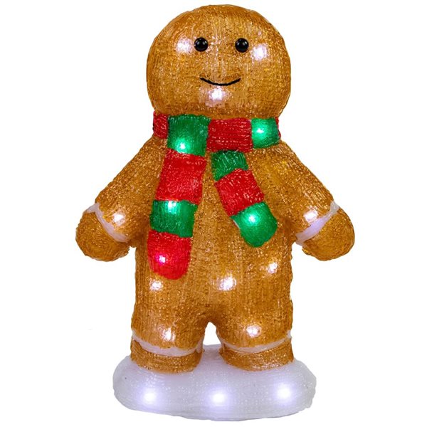 Northlight 14-in LED Lighted Acrylic Gingerbread Man with Scarf Outdoor Christmas Decoration