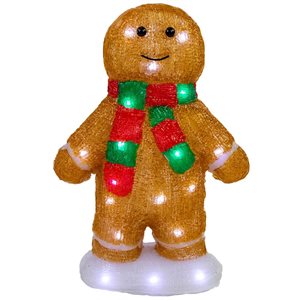 Northlight 14-in LED Lighted Acrylic Gingerbread Man with Scarf Outdoor Christmas Decoration