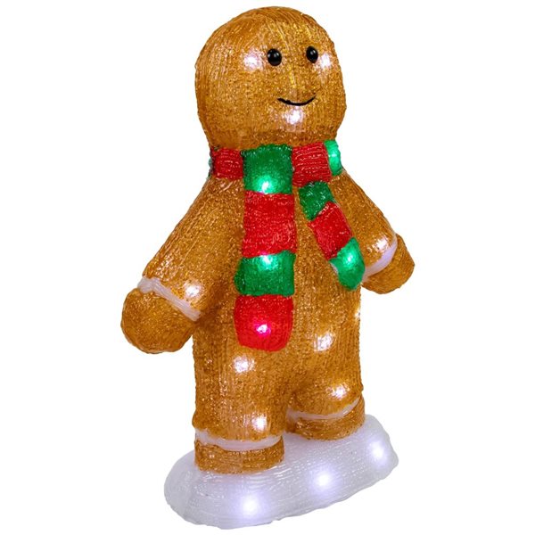 Northlight 14-in LED Lighted Acrylic Gingerbread Man with Scarf Outdoor Christmas Decoration