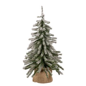 Northlight 18-in Potted Flocked Downswept Mini Village Pine Medium Artificial Christmas Tree - Unlit