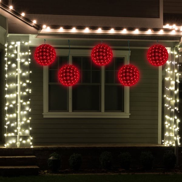 Northlight 7.5-in LED Lighted Starlight Sphere Hanging Outdoor Christmas Decoration - Red Lights