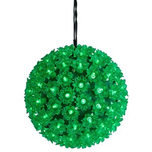 Northlight 7.5-in LED Lighted Starlight Sphere Outdoor Hanging Christmas Decoration - Green Lights