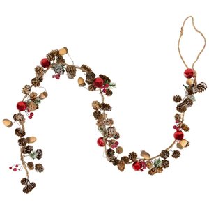 Northlight 39.5-in x 3-in Pine Cones and Berries with Ornaments Christmas Twig Garland - Unlit