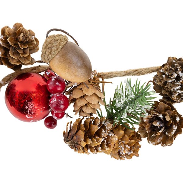 Northlight 39.5-in x 3-in Pine Cones and Berries with Ornaments Christmas Twig Garland - Unlit