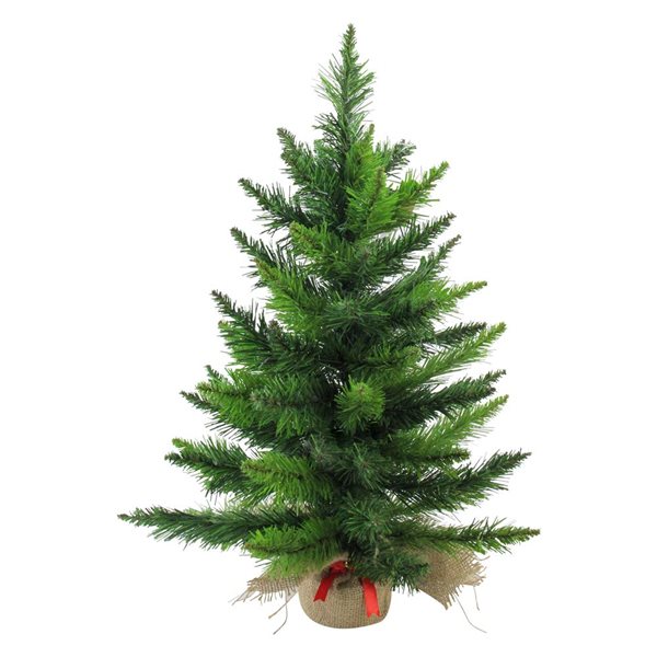 Northlight 24-in Mini Balsam Pine Medium Artificial Christmas Tree in Burlap Base  Unlit