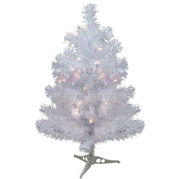 Northlight 2-ft Pre-lit White Iridescent Pine Artificial Christmas Tree - Clear Lights