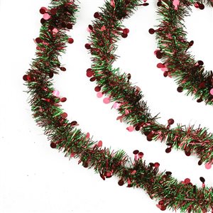 Northlight 50-ft x 2.5-in Shiny Red and Green Tinsel Artificial Christmas Garland - Unlit