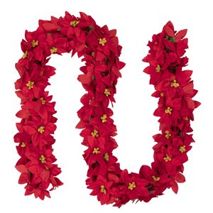 Northlight 6-ft x 3-in Red Artificial Poinsettia Floral Christmas Garland - Unlit