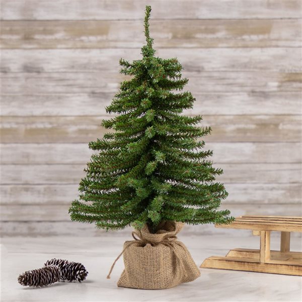Northlight 18-in Potted Downswept Mini Village Pine Medium Artificial Christmas Tree  Unlit