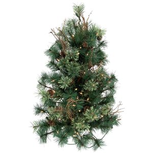 Northlight 2-ft Pre-Lit Country Mixed Pine Artificial Christmas Wall Tree - Clear Lights