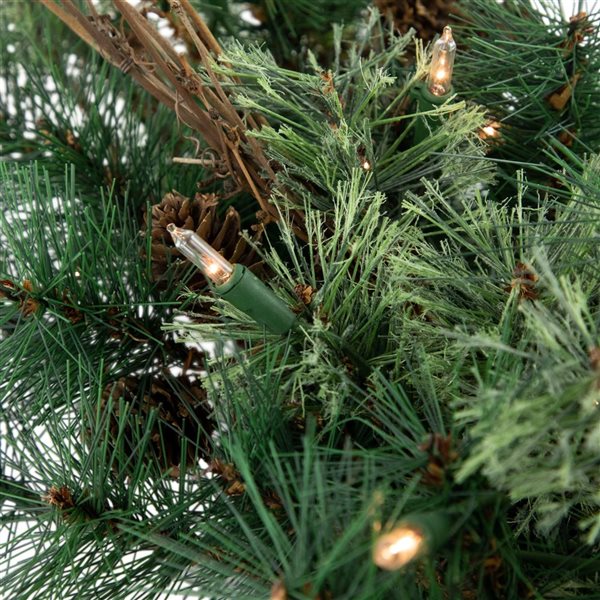 Northlight 2-ft Pre-Lit Country Mixed Pine Artificial Christmas Wall Tree - Clear Lights