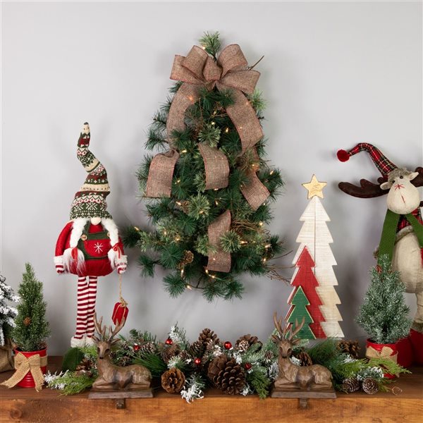 Northlight 2-ft Pre-Lit Country Mixed Pine Artificial Christmas Wall Tree - Clear Lights