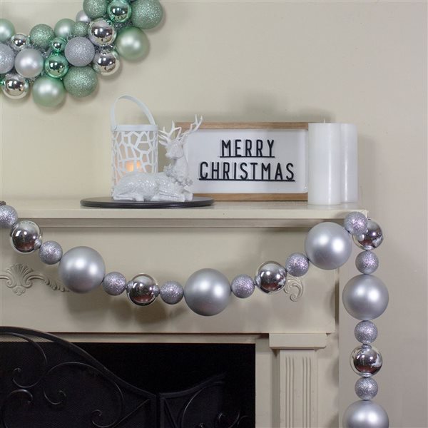 Northlight 6-ft Shatterproof Ball 3-Finish Silver Splendor Christmas Garland