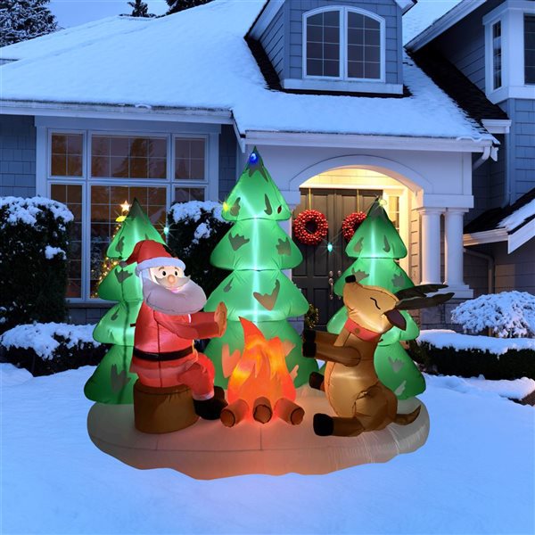 Northlight 8-ft LED Lighted Inflatable Santa and Reindeer Outdoor Christmas Decoration