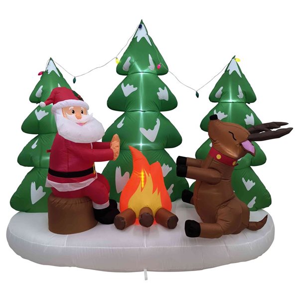 Northlight 8-ft LED Lighted Inflatable Santa and Reindeer Outdoor Christmas Decoration