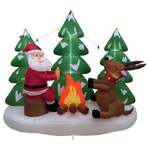 Northlight 8-ft LED Lighted Inflatable Santa and Reindeer Outdoor Christmas Decoration