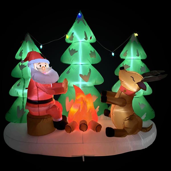 Northlight 8-ft LED Lighted Inflatable Santa and Reindeer Outdoor Christmas Decoration