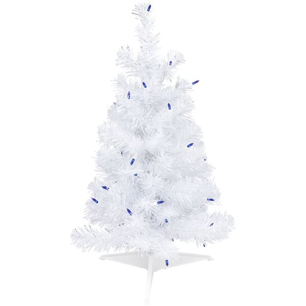 Northlight 2-ft Pre-lit White Iridescent Pine Artificial Christmas Tree - Blue Lights